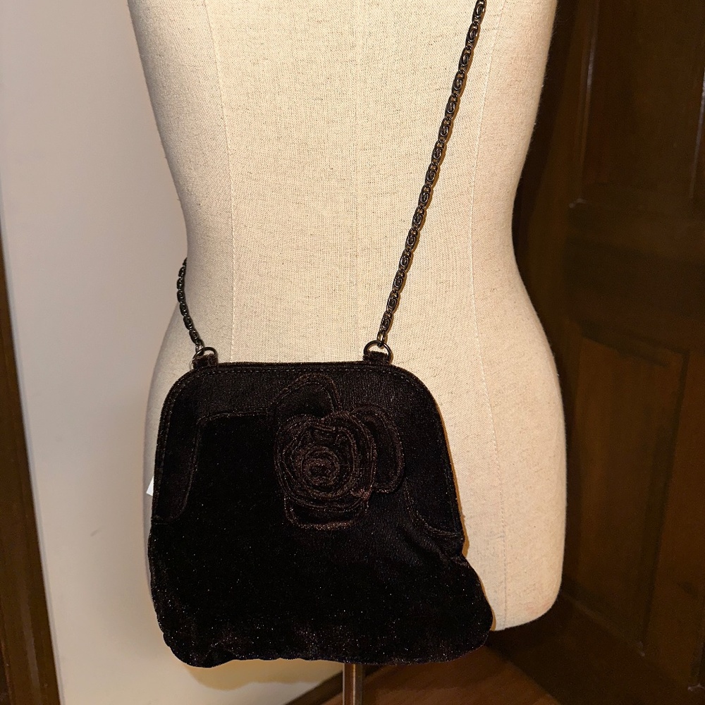 Brown Velvet Crossbody Purse